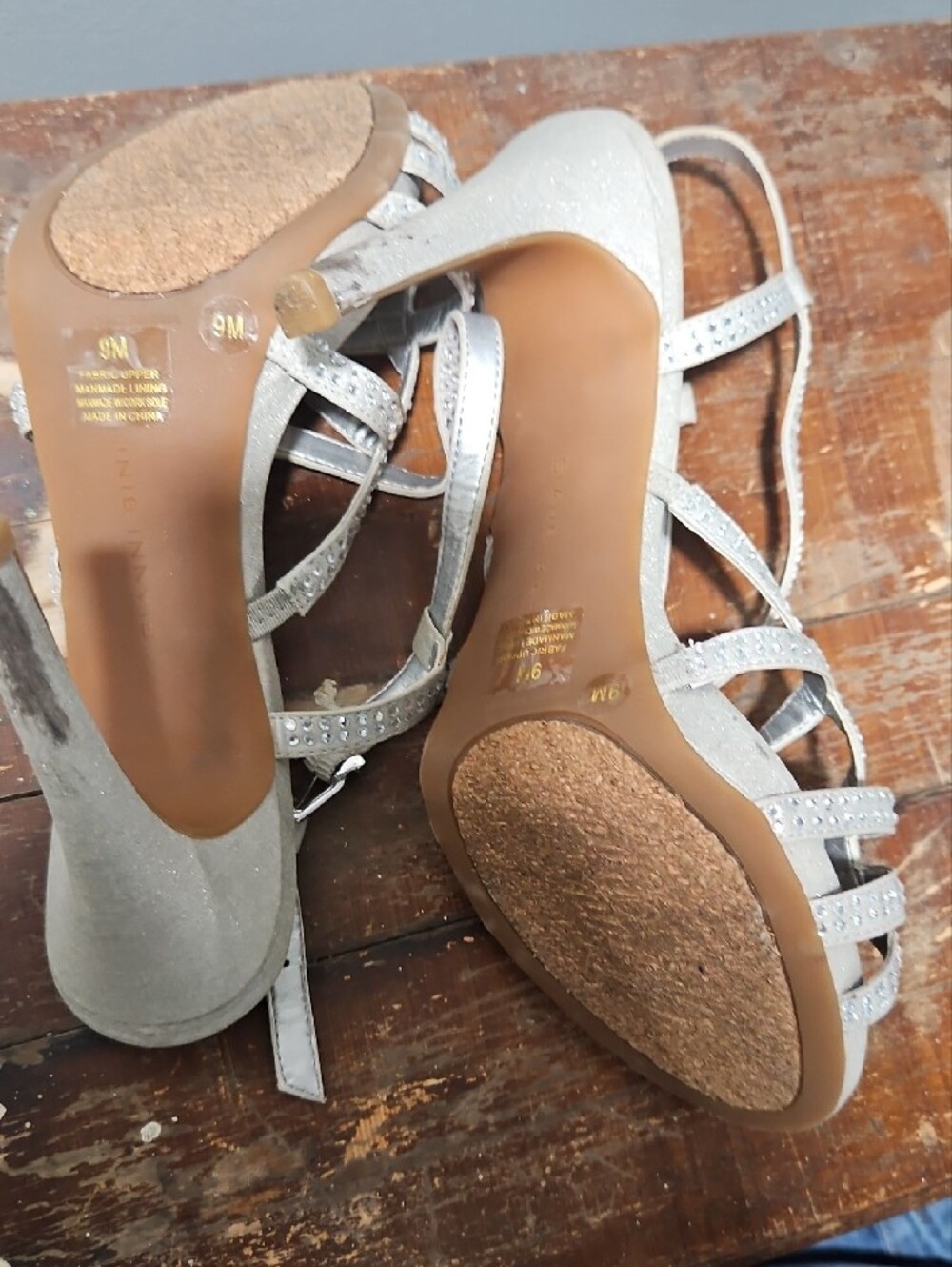 Gianni Bini Silver Rhinestone Strappy Heeled Sandals - Picture 7 of 16